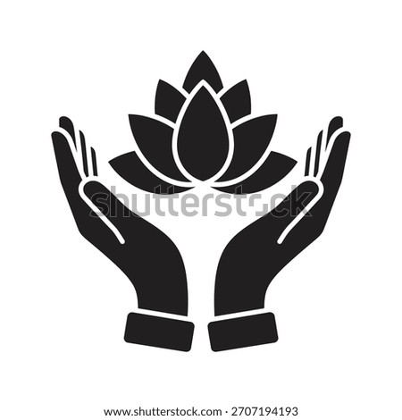 Cupped hands icon symbolizing support and care. Suitable for charity, social work, and community giving.