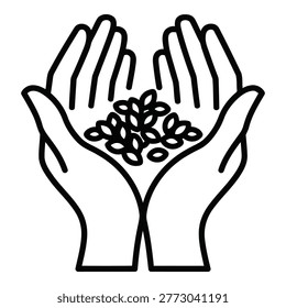 Cupped hands with many seeds