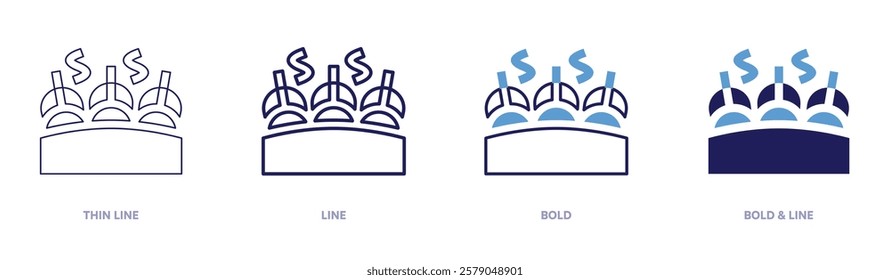 Cupping therapy icon in 4 different styles. Thin Line, Line, Bold, and Bold Line. Duotone style. Editable stroke.
