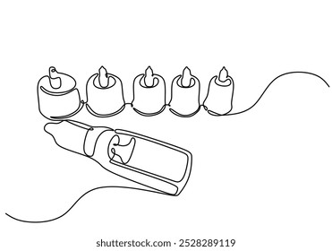 cupping tool continuous line drawing. Healthcare concept. Vector illustration minimalist isolated on white background.