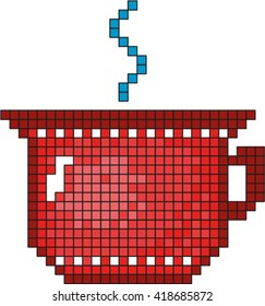 Cup,pixel ( drawing for the embroidery ).