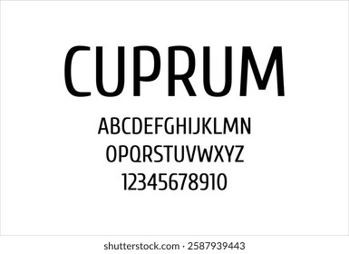 Cuprum font for logo and headline. Isolated vector typeset