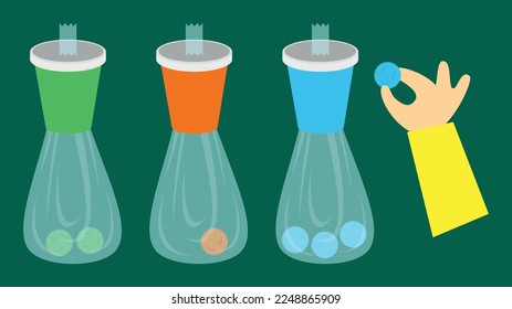 Cups with bags and balloons - illustration