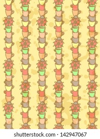 Cups and bugs seamless pattern, vector sketch