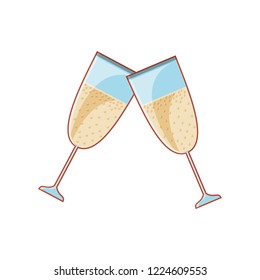 cups of champagne isolated icon