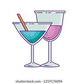 cups cocktail and wine drinks