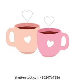 cups coffee delicious isolated icon vector illustration design