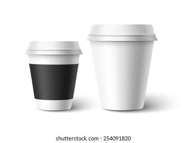 Cups of coffee isolated on white background. Vector illustration