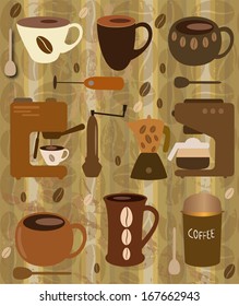 cups of coffee and coffee makers