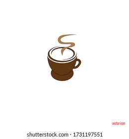 cups of coffee on a saucer. vector icon. flat design
