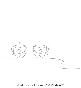 Cups von Kaffee auf dem Tisch mit Herz-Liebe-Konzept. Vektorgrafik