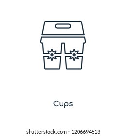 Cups concept line icon. Linear Cups concept outline symbol design. This simple element illustration can be used for web and mobile UI/UX.
