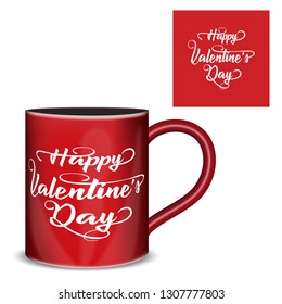 Cups cute valentines day vector illustration/ greetings card,  Love, Valentines day, anniversary card, Typography - Vector