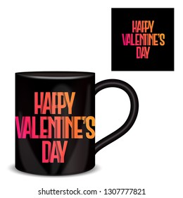 Cups cute valentines day vector illustration/ greetings card,  Love, Valentines day, anniversary card, Typography - Vector