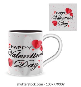 Cups cute valentines day vector illustration/ greetings card, Love, Valentines day, anniversary card, typography - Vector 