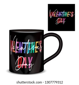 Cups cute valentines day vector illustration/ greetings card, Love, Valentines day, anniversary card, typography - Vector 