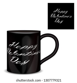 Cups cute valentines day vector illustration/ greetings card, Love, Valentines day, anniversary card, typography - Vector 