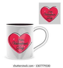 Cups cute valentines day vector illustration/ greetings card, Love, Valentines day, anniversary card, typography - Vector 