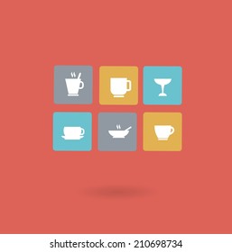 cups with different drinks icon