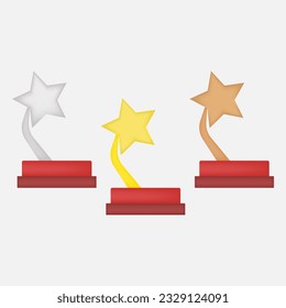 
Cups in the form of a star Gold Silver and Bronze. The illustration is made in vector style.