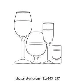 cups and glasses set icons