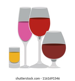cups and glasses set icons