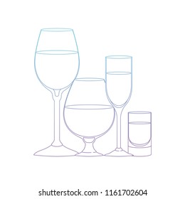 cups and glasses set icons