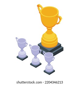 Hierarchie-Symbol für Cups. Isometrisch aus Cupes-Hierarchie, Vektorsymbol für Webdesign einzeln auf weißem Hintergrund