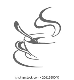 Tazas de café caliente o té al vapor. Icono para sitios web, aplicaciones, menús y cafeterías. Diseño plano.