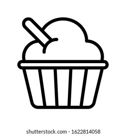 cups ice creams with sticks related sweet and candy vector in lineal style,