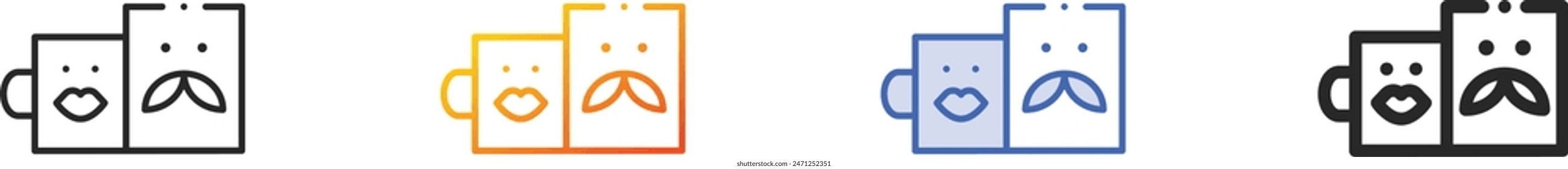 cups icon.Thin Linear, Gradient, Blue Stroke and bold Style Design Isolated On White Background