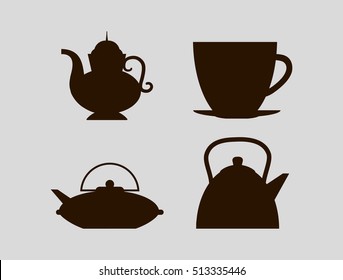 Cups and jugs silhouettes icon vector illustration graphic design