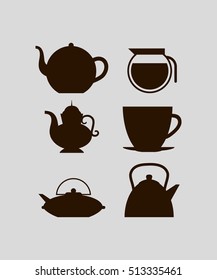 Cups and jugs silhouettes icon vector illustration graphic design