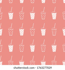Cups line graphic seamless vector pattern