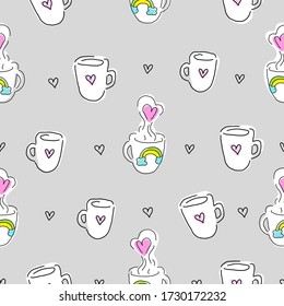 cups with love and rainbow