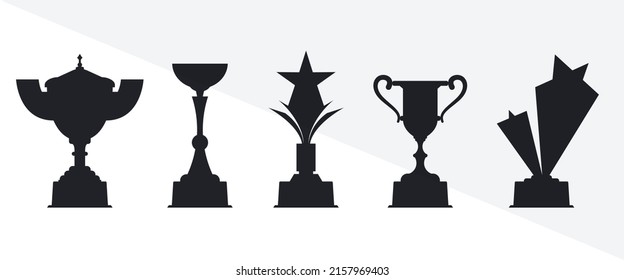  Cups medals reward Silhouettes Vector