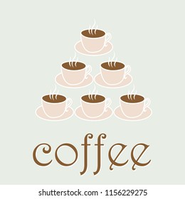 Cups (mugs) of hot drink (coffee, tea etc) in vintage style