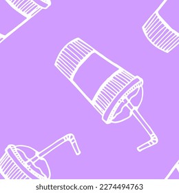 cups pattern on lilac background