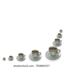 cups placed corner on a white background