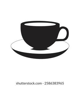 Cups and plates ‍silhouette vector image in white background.