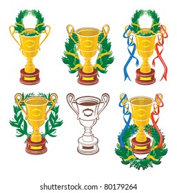 Cups and premium wreaths 2, vector