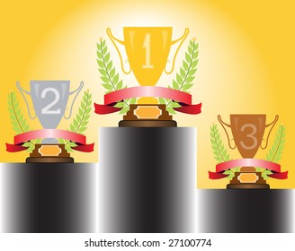 Cups for rewarding on a pedestal.Vector.Without mesh.
