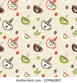 Cups seamless pattern in retro style.