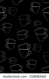 cups, seamless texture pattern vector drawing on blackboard