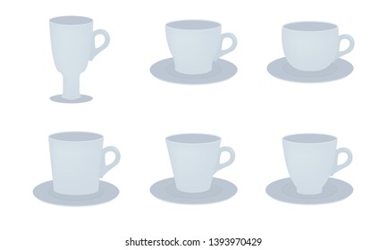 Cups set icon in flat style on a white background