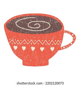 Tassen Tee oder Kaffee einzeln auf weißem Hintergrund. Handgezeichnete Vektorgrafik auf ebene Cartographie