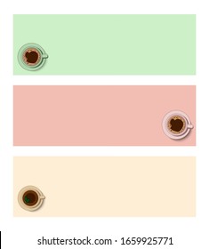 Cups mit Tee- und Kaffeesets für Geschäfte und soziale Medien. Morgens Café oder Restaurant Frühstück. Vektorillustration-Dekoration-Bildschirmhintergrund-Muster für Social Media-Highlights-Vorlagen