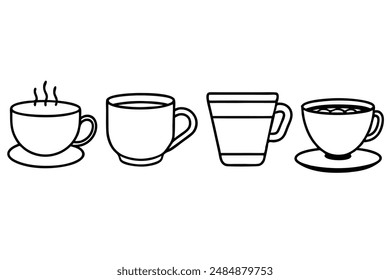 Cups of tea detailed line art intricate tea illustration