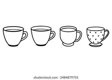 Cups of tea line art design charming tea collection