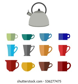 cups with tea on a white background
